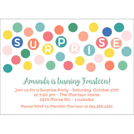 Colorful Surprise Dots Invitations